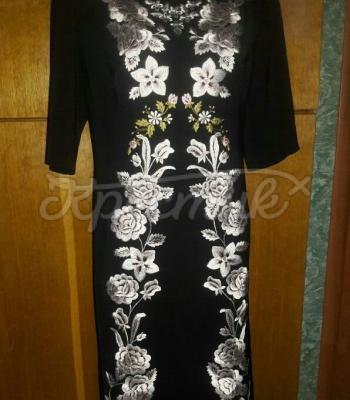 Длинное черное платье вышиванка "Камалия" фото